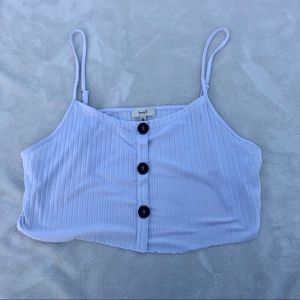 Crop Top Ribbed White Faux Button Up Love J Sz. Juniors XL